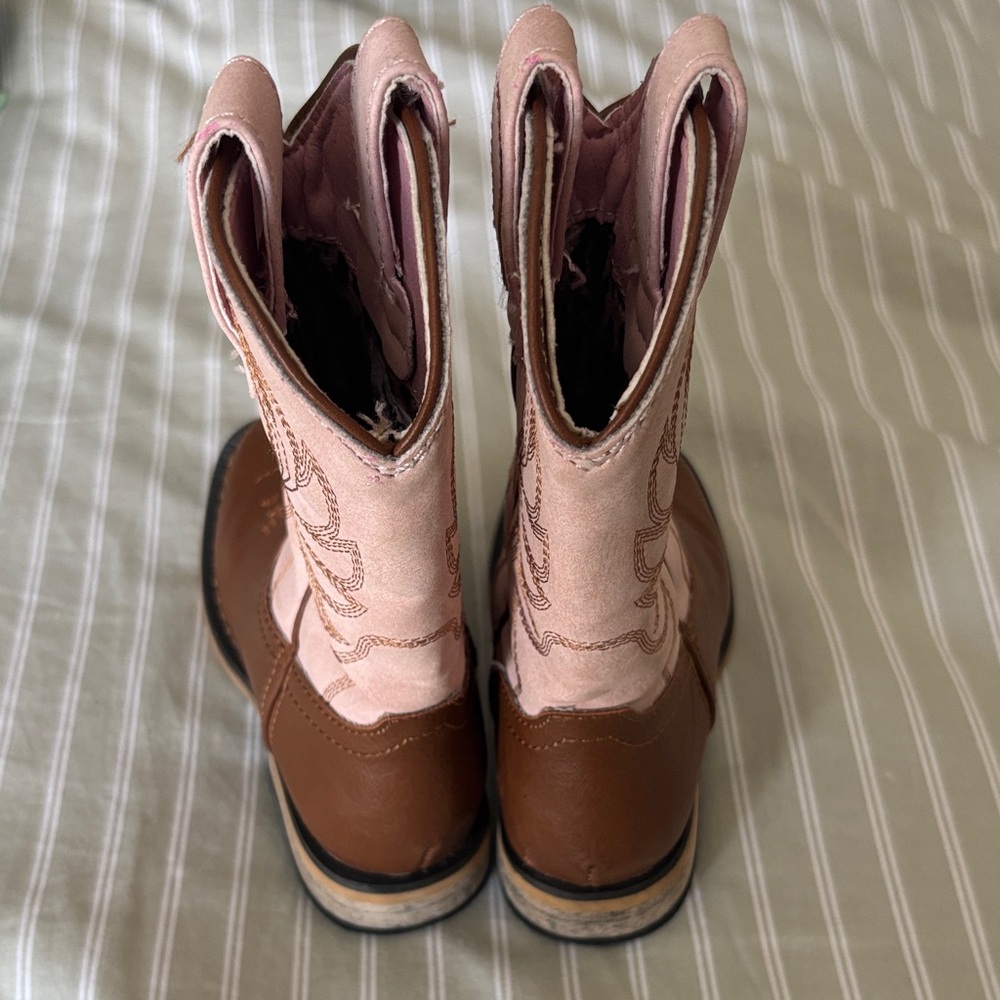 Rollda Pink and Brown Western Boots - Picture 4 of 9